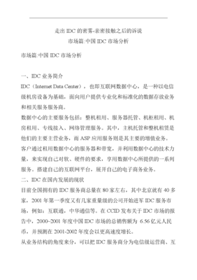 中國IDC市場深度分析及互聯(lián)網(wǎng)接入服務(wù)業(yè)務(wù)探析